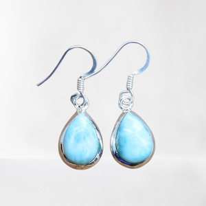 Larimar Gemstone 925 <b>Solid</b> Sterling <b>Silver</b> High Quality Dangle Collection for Gifts Earrings Fine Jewelry for Women and Girls - Product Image 1