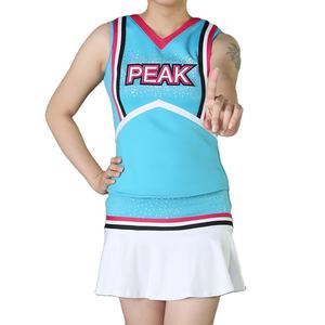 ชุดยูนิฟอร์มเชียร์ลีดเดอร์ผู้หญิงคุณภาพสูงสั่งทำพิเศษ สวมใส่สบาย กระโปรงเต้นรำ ขายส่ง โพลีเอสเตอร์ 100% - Product Image 1