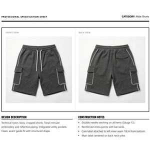 Pantalones Cortos Deportivos Casuales para Hombre, de Poliéster/Algodón, Sólidos, Bordados, Resistentes al Viento, Transpirables, con Ribete Reflectante, Corte Cuadrado - Product Image 6