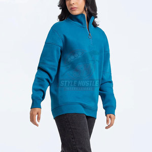 Sweat-shirts à demi-zip pour femmes à manches longues, taille personnalisée, en coton et polyester - Product Image 2