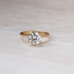แหวนหมั้นเพชรโมอิสซาไนต์ทรงกลมทรงเหลี่ยม ประดับทองคำ 10K 14K 18K สีเหลือง แบบหกขา สำหรับเจ้าสาว ขายส่ง - Product Image 4