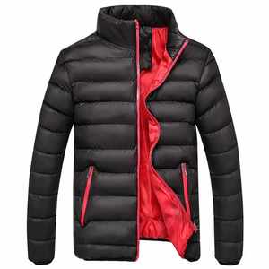 Veste bouffante d'hiver de couleur unie à col montant Impression personnalisée Logo Hommes Casual Fashion Bomber Red polyester Bubble Jacket - Product Image 5