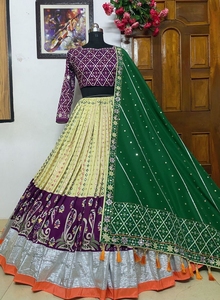 Lehenga choli ชุดอินเดียสำหรับงานแต่งงานและชุดอยู่บ้านสำหรับสตรีผ้าคุณภาพสูง - Product Image 2