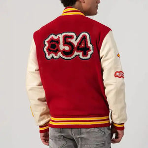 Hiver nouvelle couture couleur contrastée personnalisée laine applique chenille broderie surdimensionnée letterman varsity jacket - Product Image 3