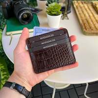 Ariza pemegang kartu tipis kulit asli, motif buaya