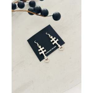 Pendientes Colgantes de Plata de Ley Hechos a Mano Estilo Navajo, con Forma de Cruz, Modernos y Elegantes, con Perlas, Diamantes y Rubíes, Ideales para Bodas y Fiestas - Product Image 4