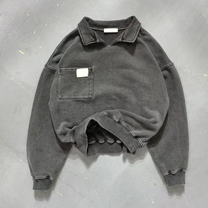 เสื้อกันหนาวมีฮู้ดสำหรับผู้ชายเสื้อครอปผ้าฝ้ายผ้าเทอร์รี่โอเวอร์ไซส์สำหรับฤดูหนาววินเทจ - Product Image 2