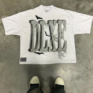 Custom DTG Printing Black Vintage 3D Puff Printed <b>Short</b> <b>Sleeve</b> Cropped Men's T-Shirt 280 Gsm Heavyweight Oversized Fit - Product Image 4