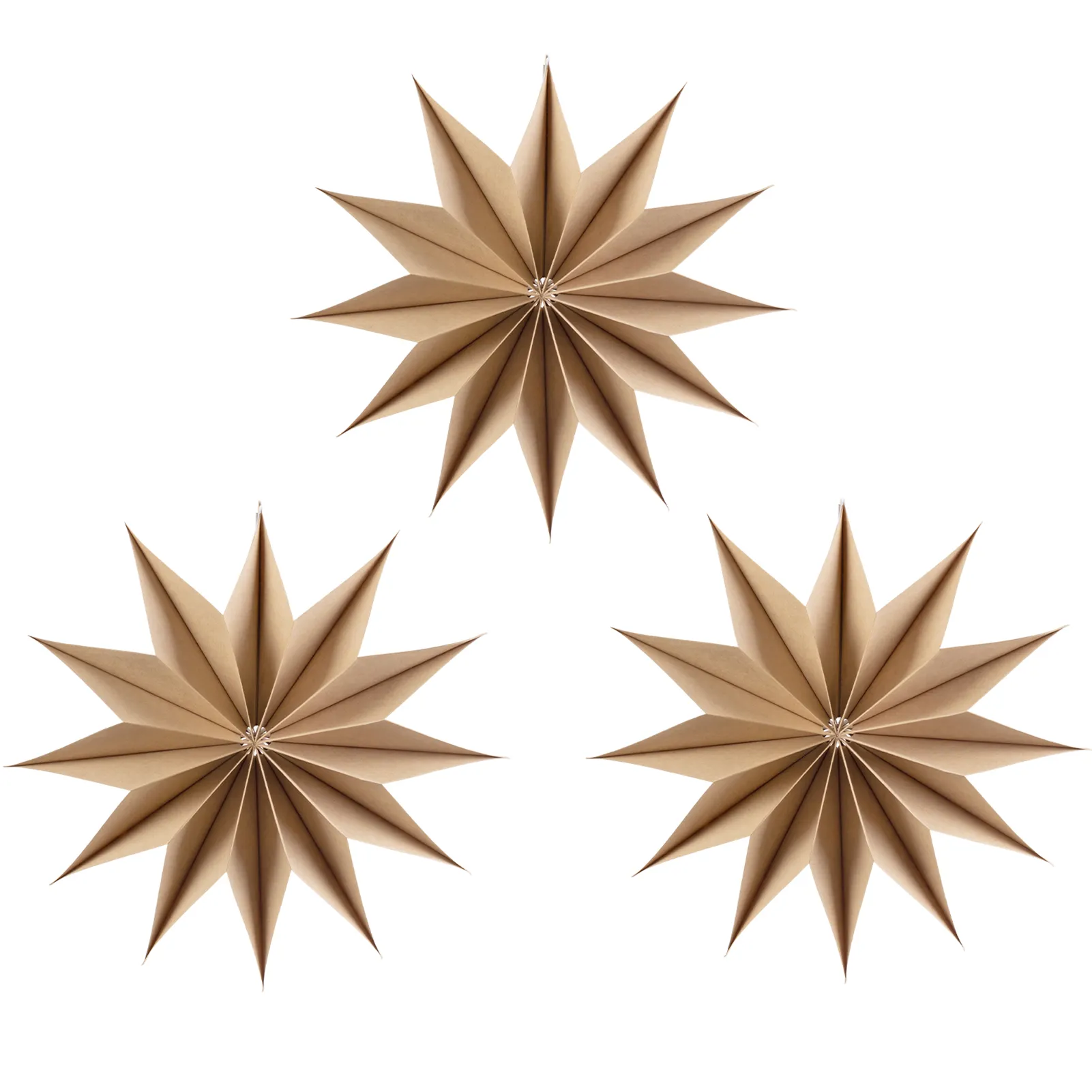 Sunbeauty-Étoile en papier de 29cm, décoration de poinsettia d'angle treize étoiles pliées de couleur bois originale