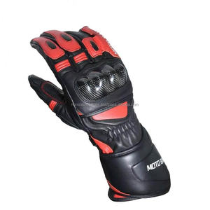 Gants de moto en cuir respirant de chèvre avec coque en fibre de carbone pour protection contre les chocs et compatibles écran tactile, résistants pour le cyclisme en extérieur - Product Image 2