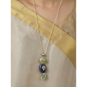 Multicolor Mishr Fine Base Metal Gold & <b>Silver</b> Plated Jadau Pendant <b>Necklace</b> MR-N47M - Product Image 2