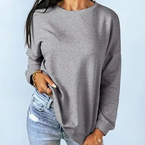 Sudadera de diseño minimalista para mujer, sudadera de tela suave para uso diario, sudadera extragrande recortada para mujer - Product Image 1