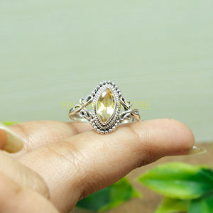 แหวนหมั้นพลอยซิทรินสำหรับผู้หญิง แหวนเงินแท้ 925 แหวนแต่งงานดีไซน์แฮนด์เมด ของขวัญวันคริสต์มาสและวันเกิด - Product Image 2