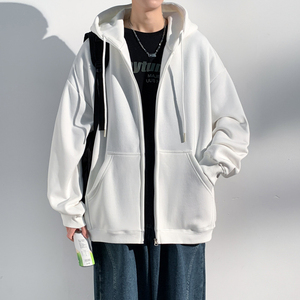 Customized Logo Winter 100% Cotton Fleece Oversized Zipper-Up Hoodies and Sweatshirts Breathable Men's - Product Image 1