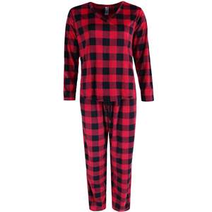 PJ Couture Set da Notte in Flanella a Quadri Buffalo per Donna, Rosso e Nero, Chiusura con Bottoni, Taglia M, Morbido Abbigliamento Sostenibile per l'Inverno - Product Image 2