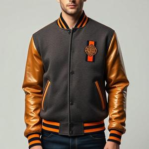 Chaqueta Universitaria para Hombre/Mujer/Niños: Cuerpo de Lana, Mangas de Cuero, Logotipo Bordado Personalizado, Estilo Nuevo, Acolchado Grueso y Cálido, Calidad Superior - Product Image 4