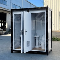 Remorque WC et douche préfabriquée portable en panneaux sandwich, écologique, durable, avec chauffe-eau intégré