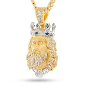 Collier pendentif en argent moissanite de qualité supérieure, style roi des rois, glacé, chaîne cubaine, mode hip-hop, unisexe - Product Image 1