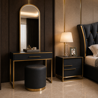 Ensemble de meubles de chambre à coucher en bois moderne de luxe, taille et couleur personnalisées, lit, armoire, table de chevet, coiffeuse, meubles pour la maison, hôtel, villa