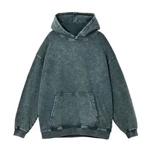 OEM marca de diseñador Streetwear lavado ácido Sudadera con capucha de gran tamaño para los hombres de peso pesado francés Terry elástico capucha gris de talla grande de invierno - Product Image 4
