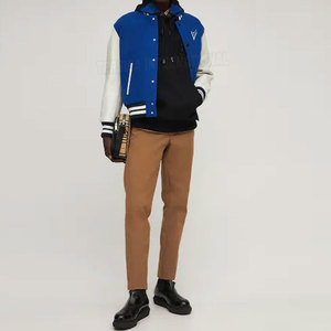Unisex High Quality Thin Wool Canvas Varsity Jacket Winter Sportswear <b>Stand</b> Horn Button Print Logo Lettermen Design OEM Service - Product Image 3