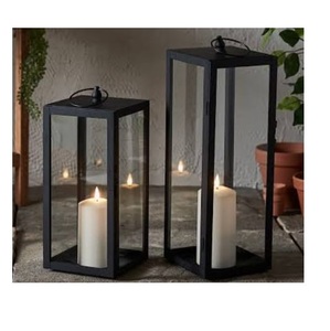 Ensemble de 2 lanternes décoratives rustiques pour la décoration de mariage et de fête de Noël, porte-bougie, lanterne d'extérieur et d'intérieur - Product Image 1