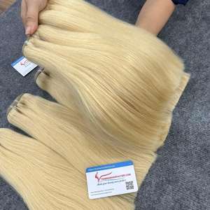 Precio al por mayor hueso recto combinado de trama y cierre de alta calidad listo para enviar extensión de cabello rubio y varios colores - Product Image 1