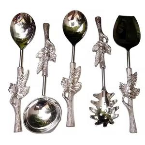 Manche en bois et vadrouille cuillère de service fourchette ensemble Design moderne vaisselle de mariage ensemble de couverts pour la maison et la cuisine - Product Image 2