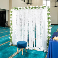 Nikah Pardah cloison tentures florales avec ficelle de jasmin pour mariage islamique mariée et marié Nikah, rideau de scène de toile de fond