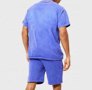 Men's High Quality Two Piece 100% Cotton Acid Wash <b>Shorts</b> Set Oversized Streetwear with Custom Logo Design Elastic Waist Closure - Product Image 2