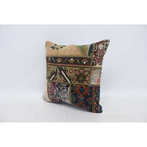 Almohada Bohemia Multicolor Tejida en Lana de 20x20 Pulgadas, Bordado Vintage, Antideslizante, Ecológica, Extraíble, Lavable y Portátil para el Suelo - Product Image 4