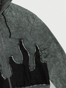 Sudadera con capucha extragrande para hombre, estilo acid wash, desgastada, mezcla de algodón suave, manga larga, cálida, cómoda, informal - Product Image 3