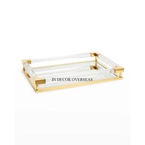 Metal chapado en oro de alta calidad estándar y espejo hecho de diseñador moderno bandeja para servir alimentos centro de mesa accesorios suministros - Product Image 1