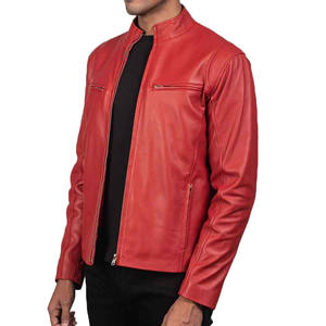 Veste en cuir pour hommes pour l'automne et l'hiver Tissu léger et de haute qualité Top tendance pour hommes Meilleures ventes de vestes de motard en cuir - Product Image 2