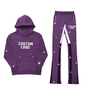Conjunto Deportivo Unisex con Logotipo Serigrafiado, Pantalones Deportivos de Cintura Doble, Talla Grande, 100% Algodón, Conjunto Deportivo Informal con Cremallera Completa - Product Image 2