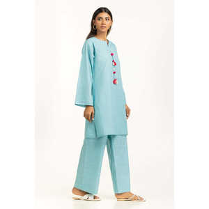 ชุดเซ็ตลำลอง IPST-44776-B ผ้าย้อมเส้นด้ายประดับตกแต่ง ชุดสองชิ้น ไซส์ XS แขนสามส่วน สำหรับฤดูใบไม้ผลิ/ฤดูร้อน - Product Image 4