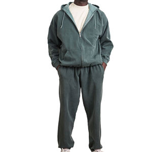 Conjunto de chándales de algodón con cremallera lavado ácido logotipo personalizado de gran tamaño Vintage Stone Wash Sudadera con capucha conjunto de pantalones de chándal para hombres 2026 - Product Image 3