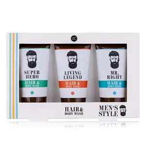 Accentra Bath Set MEN'S STYLE In Gift Box 3x100ml Hair- Bodywash 3designs Assorted Fragrance Oak Citrus Bath Accessories Set