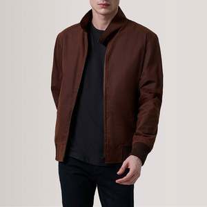 Morrison Brown Reversible Canvas Bomber <b>Jacket</b> Water-Proof Zippered Embroidered Vintage Fur Pattern Casual XS for Autumn ODM - Product Image 1