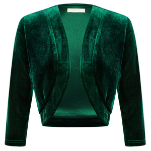 Encogimiento <span class=keywords><strong>de</strong></span> hombros <span class=keywords><strong>de</strong></span> terciopelo Vintage personalizado para mujer, manga 3/4, dobladillo Irregular frontal abierto, Bolero <span class=keywords><strong>de</strong></span> invierno para mujer - Product Image 3