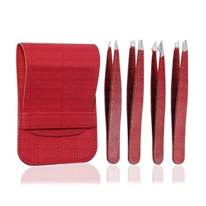 Ensemble de pinces à sourcils en acier inoxydable de haute qualité pointe inclinée marque privée en gros pour une utilisation beauté - Product Image 5