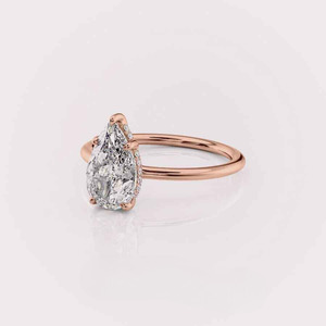 IGI Certified Pear Cut Lab Grown Diamond Hidden Halo Engagement & Wedding <b>Ring</b> in 9K Rose / White & Yellow Gold - Product Image 1