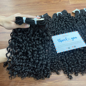 ¡ALTA CALIDAD SUPERIOR! 100% Extensiones de cabello humano de trama vietnamita Cabello crudo Extensiones de cabello de trama rizada doble Pixie - Product Image 5