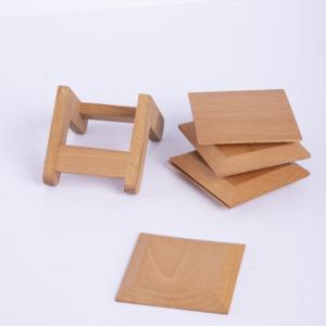 Posavasos Cuadrado de Madera de Haya de 10x10cm - Protector de Mesa y Base para Bebidas de Madera Natural - Product Image 3