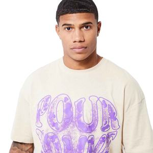 Camiseta de Algodón con Estampado Puff para Hombre, Logotipo Personalizado, Transpirable, Gruesa, Talla Grande, Cuello Redondo, Diseño Sólido, Estampado Puff - Product Image 4