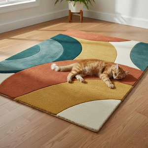 Handmade Indian Vintage 100% Wool Handwoven <b>Rug</b> | Authentic Hand Knotted Soft Tufted Bohemian Area Carpet for Living Room - Product Image 2