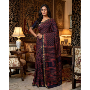 Chal étnico Chanderi con blusa y sari con estampado digital - Product Image 1