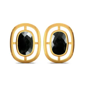 925 Sterling Silver Black Onyx Gemstone Long Cushion Shape Designer Stud Earrings Jewelry For Women Gold Vermeil Stud Earrings