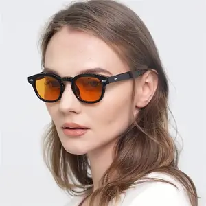 2023 солнцезащитные очки в стиле ретро для мужчин и женщин с прозрачными океанскими градиентными линзами UV400 заклепки круглые солнцезащитные очки в стиле панк