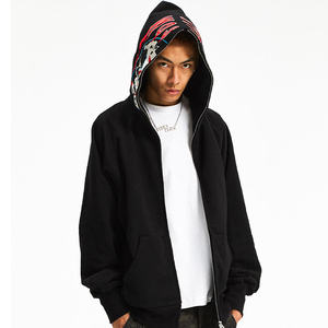 Wholesale 100% Cotton Premium 3D Full <b>Zip</b> Puff Hoodie Designer Embossed Winter ODM Custom French Embroidered Set XS Size Print - Product Image 1